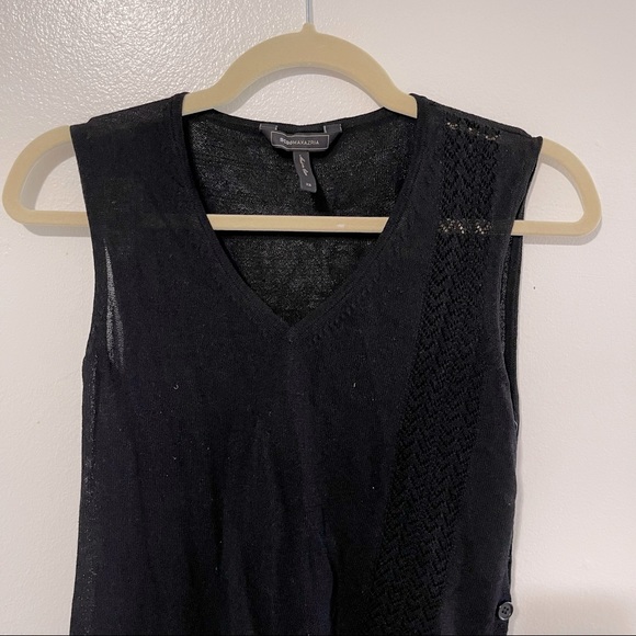 BCBGMAXAZRIA | Women’s Black Asymmetrical Knit V Neck Top Size XS - Picture 6 of 7